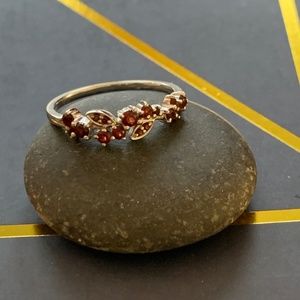 Garnet Wedding Band - 14k White Gold - SIZE 7